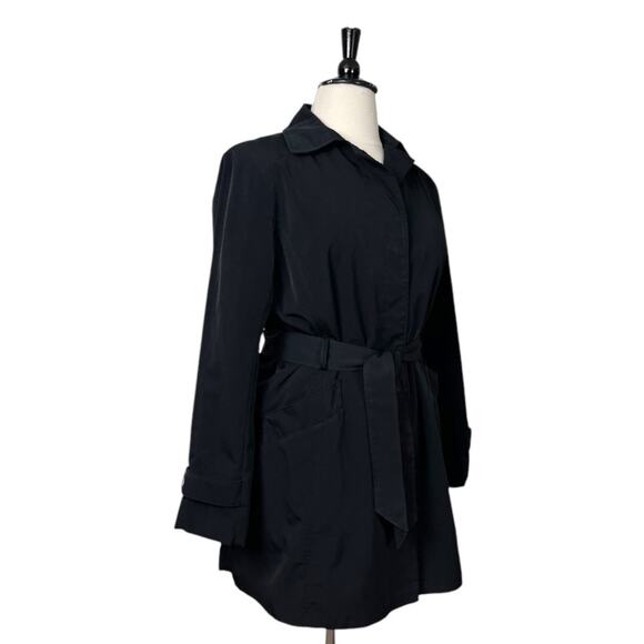 London Fog Trench Coat Classic Black Belted Button Front Women’s Size XL - Picture 2 of 11